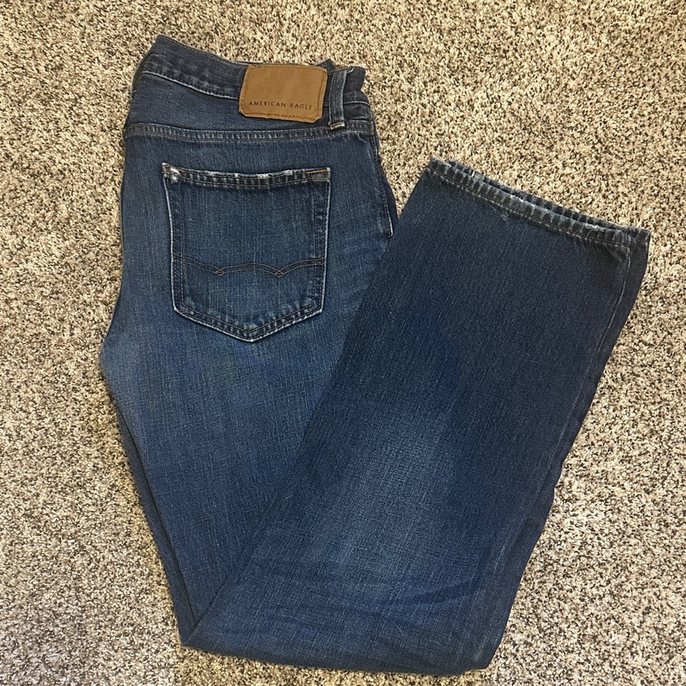 American Eagle Outfitters Men's Dark Blue Straight Jeans